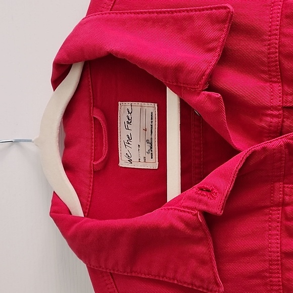 We The Free People Rumors Red Denim Jacket Size L NWT! color: strawberry fields - Picture 12 of 16